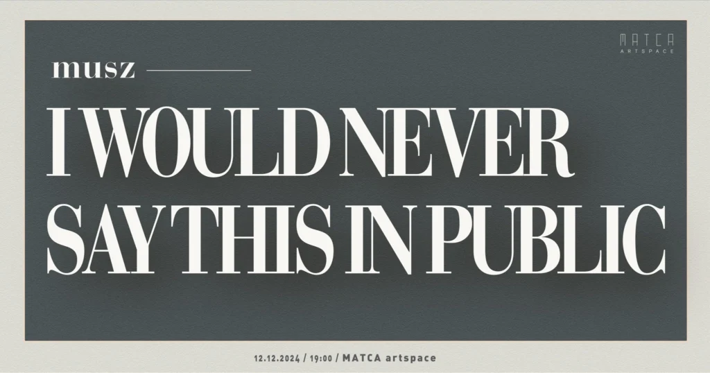 I Would Never Say This In Public - Solo show musz