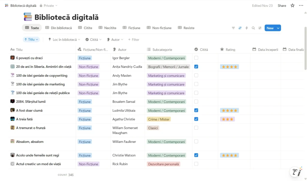 cum să-ți organizezi biblioteca în Notion